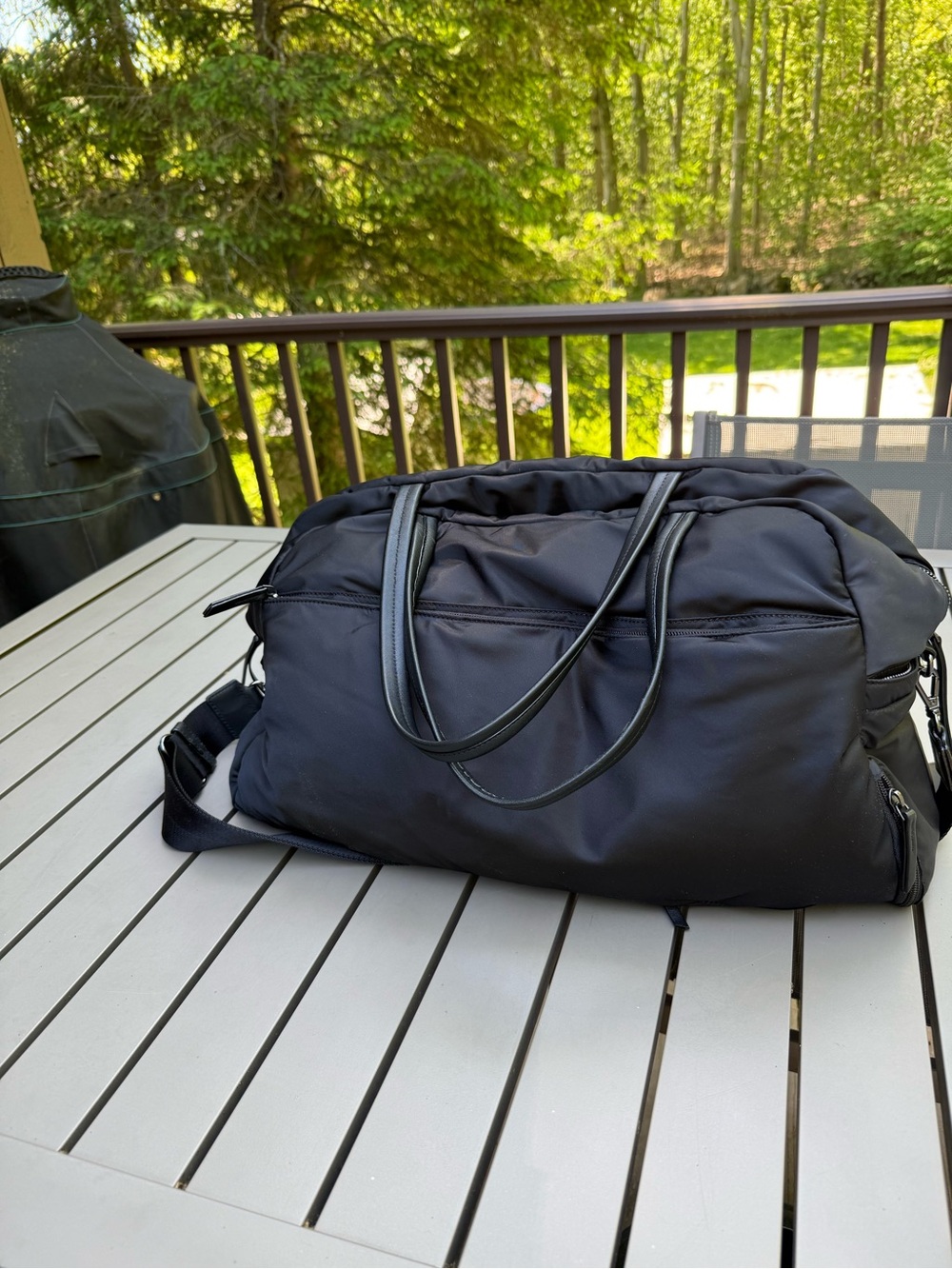 MZ Wallace Black Quilted Duffel with Multiple Front Pockets - Picture 2 of 11